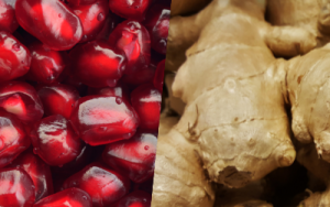pomegranate and ginger side by side