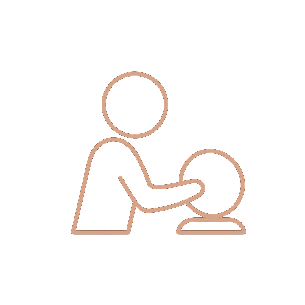 Facials & Skin Health Icon – Ana Harmony Minimalist neon-style icon representing a facial treatment, designed for Ana Harmony’s Facials & Skin Health section