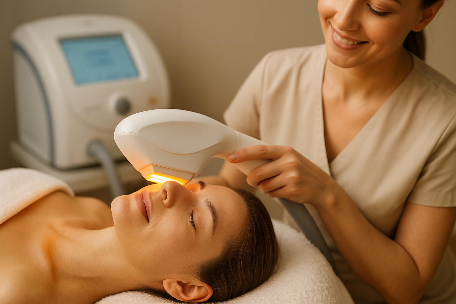 IPL Treatment – Ana Harmony Maidenhead Client receiving IPL skin rejuvenation at Ana Harmony in Maidenhead using Lynton Excelight